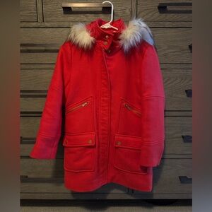 Madison Jules red coat with fur XS